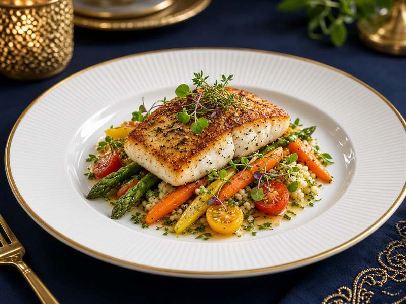 Assiette gastronomique servie à bord